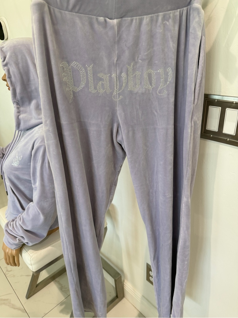 PLAYBOY Lavender Velour Hoodie & Joggers Set - Picture 5 of 6